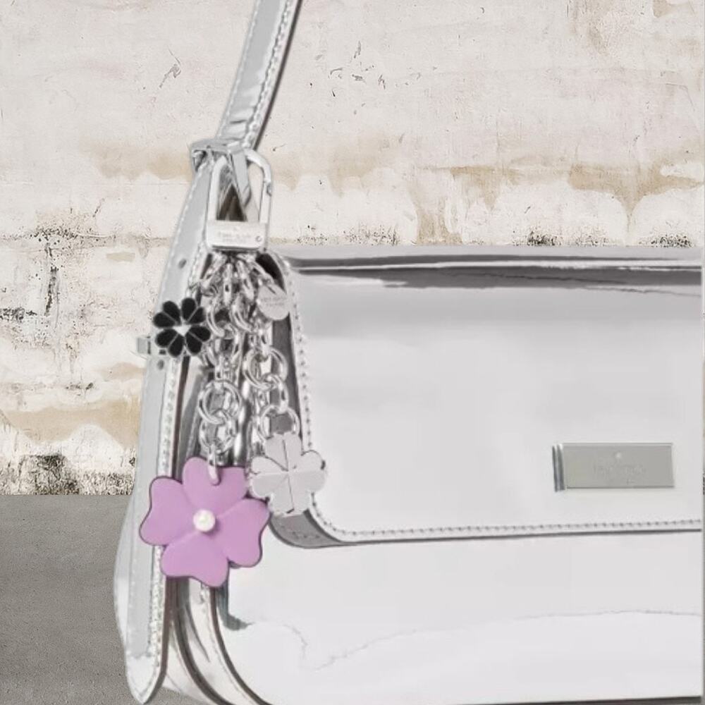 Kate Spade $48 Flower Dangle Bag Charm in Wisteria NWT